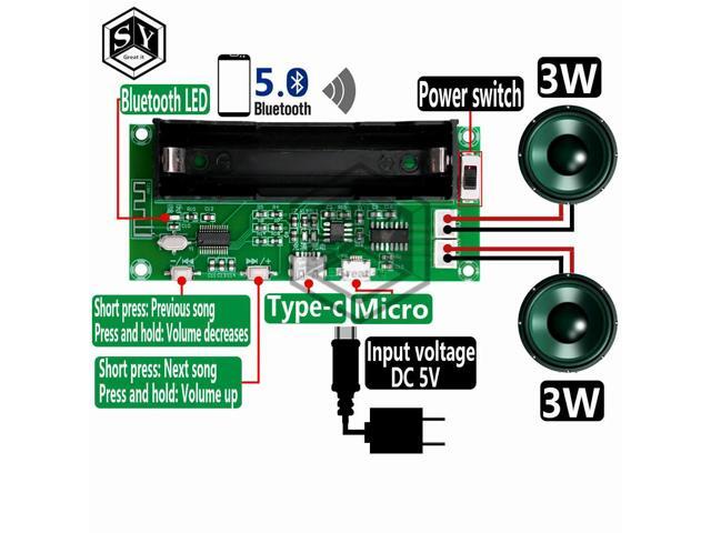 XH-A153 Lithium Bluetooth 5.0 Dual-channel 2 Ch Channel Stereo Low Power Amplifier Board 3W+3W DC 5V PAM8403 Chip