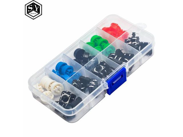 25PCS Tactile Push Button Switch Momentary 12*12*7.3MM Micro switch button + 25PCS Tact Cap(5 colors) for Switch