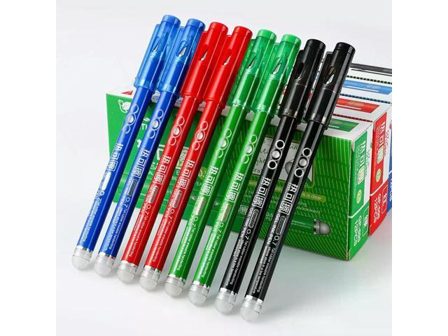 4Pcs Heat Erasable Gel Pens 0.7MM Bullet Nib Colored Black Blue Red Green Ink Heat Sensitive Smooth Writing Pens