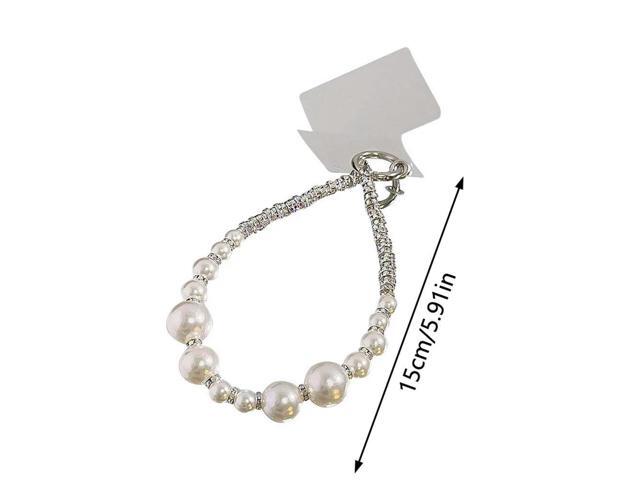 1pc Luxury Pearl Rhinestone Phone Lanyard Anti-Lost Cell Phone Chain DIY Handmade CCD Camera Bag Pendant Light Color
