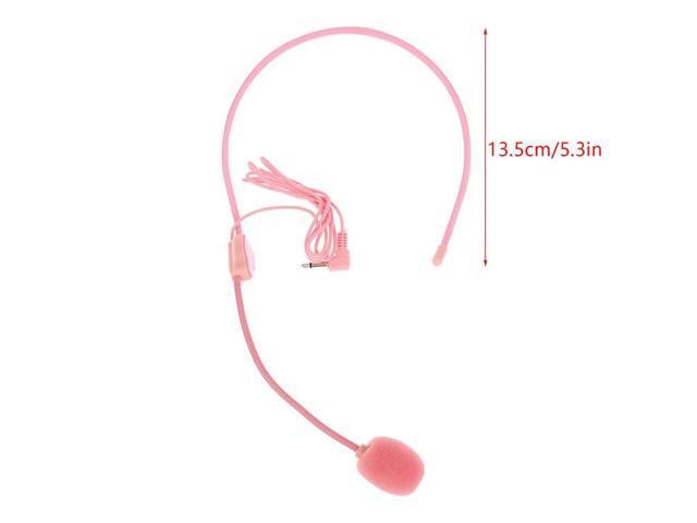 Pink 3.5MM Headworn Wired Microphone Headset with Voice Amplifier Speaker for Clear Sound Conference Guide Speech Teacher