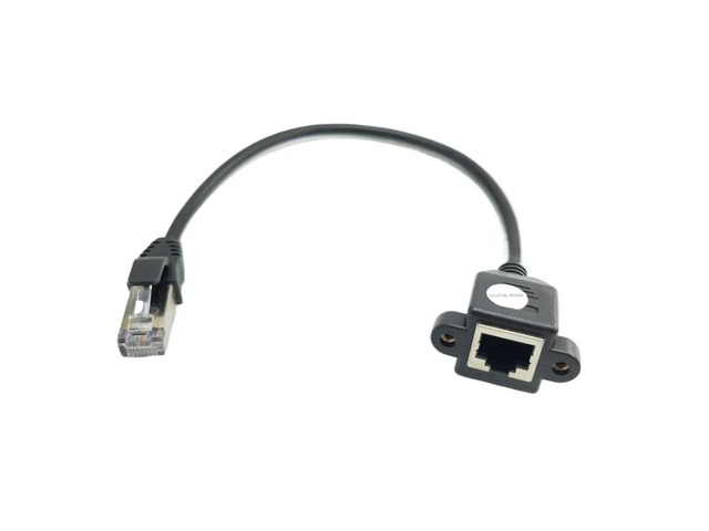 RJ45 RJ-45 Cat5 Male to Female Ethernet Network Extension Cable Cord Panel Mount + Screws 30cm