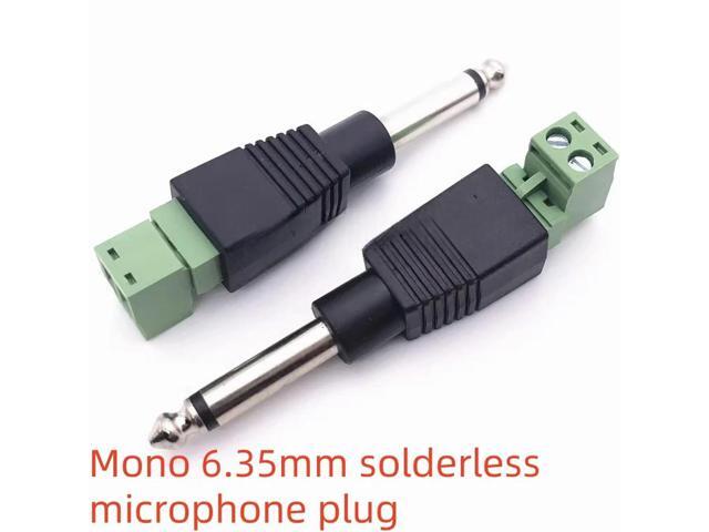 1PCS Mono 6.35mm solder-free microphone plug, microphone 6.5 audio connector, solder-free green terminal