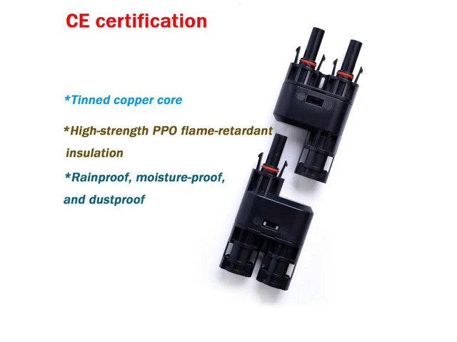 1 pair 1000V T-type Photovoltaic Connector Solar Panel Assembly Connection Combination Plug 1 Out 2 MC Series 3-way Connector