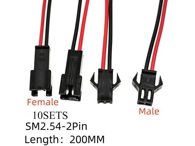 JST 2.54 SM 2 Pin Connector Plug Female &amp; Male with 200MM Wire 10 Sets