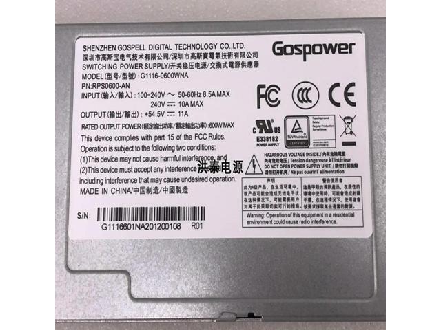 PSU For Gospower CRPS 600W Power Supply G1116-0600WNA RPS0600-AN