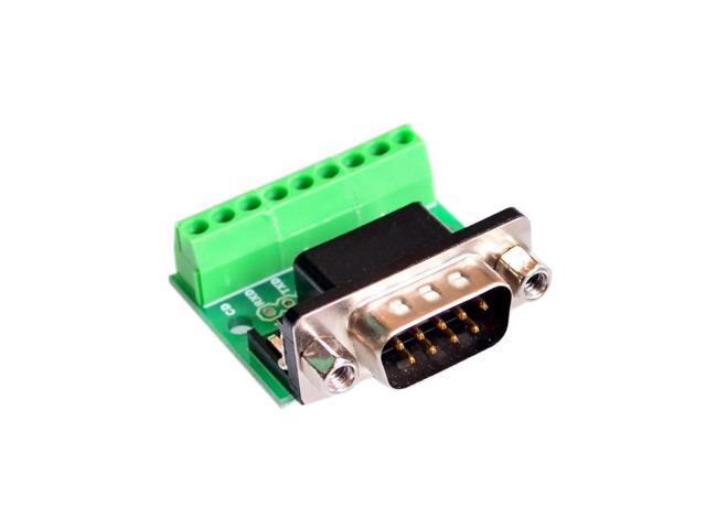 DB9 RS232 Serial to Terminal male Adapter Connector Breakout Board Black+Green