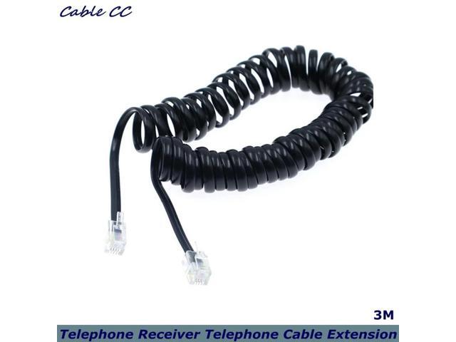 Telephone Receiver Telephone Cable Extension Cord Curled Cable Cable Spiral Receiver Connector Spring Wire RJ10 Plug 2m 3m