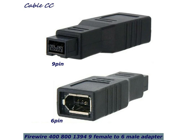 FireWire 400 to 800 Adapter Converter IEEE 1394a 6-Pin Female to 1394b 9-Pin Male