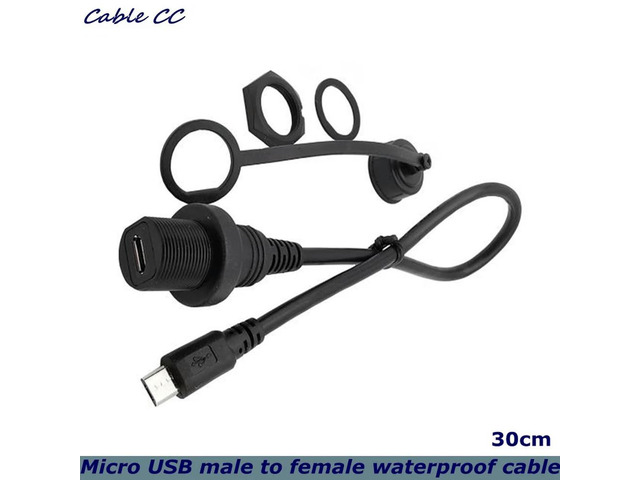 30cm Micro USB 2.0 IP67 Waterproof Cable Micro-USB 5pin IP 67 Male to Female Panel Mount Water Proof Connector Extension Cord