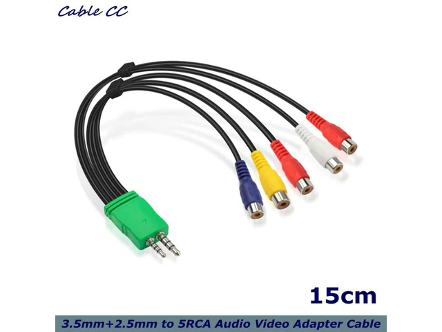 3.5mm+2.5mm to 5RCA Audio Video Adapter Cable 0.3m 3.5mm Male 2.5mm Male to 5 RCA Female Plug AV Component Adapter Cable