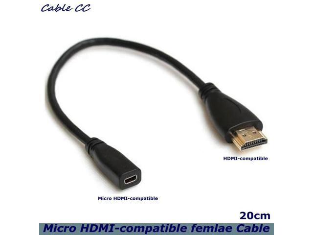 20cm Micro HDMI Socket Female to HDMI Male Adapter Cable for Tablet & Cell Phone