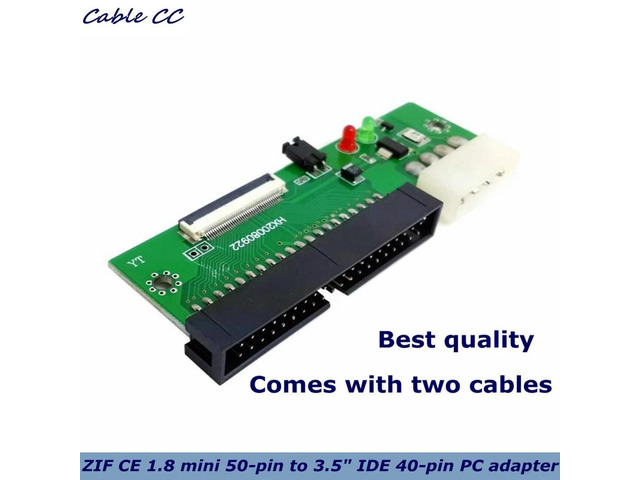 With cable for connecting 1.8ZIF hard drive to 3.5 inch IDE slot,ZIF CE 1.8 micro drive 50-pin to 3.5-inch IDE 40-pin PC adapter