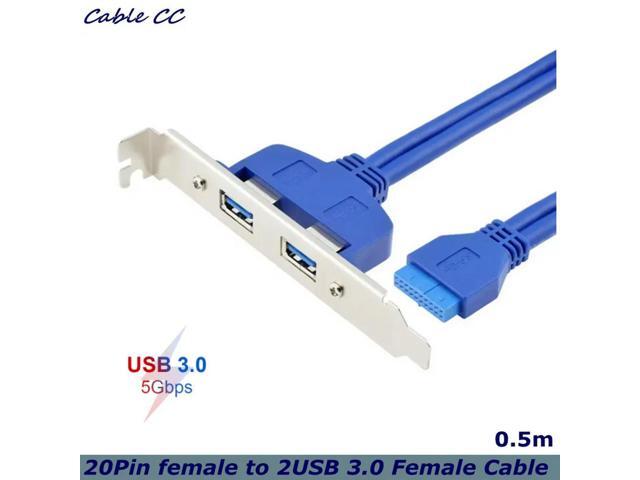 0.5m Main Board 19pin, 20pin Female to USB 3.0 Female, Rear Pci Bit, Full Height Baffle, Expansion able, USB Dual Interface