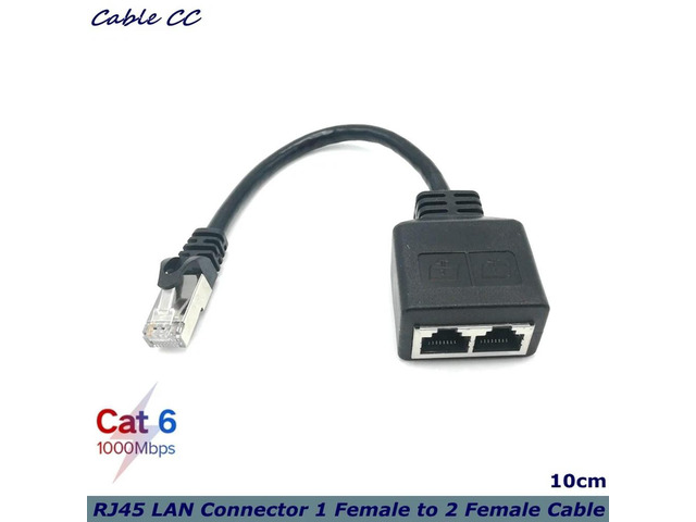 RJ45 Splitter Adapter LAN Connector 1 Female to 2 Female Cable 0.2m Compatible With CAT5 CAT6