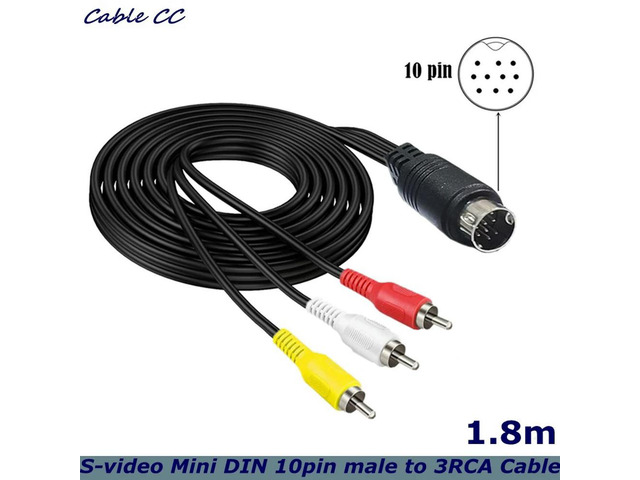 1.8m S-Video Mini DIN 10Pin male to 3RCA male Cable For H25, C31, C41, C51, C61K, and C41 Televisions, Monitors, Audio and Video
