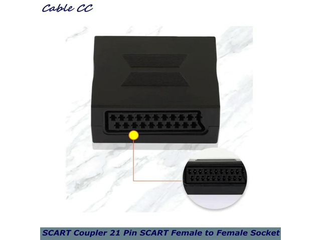 SCART Coupler 21 Pin SCART Lead Cable Female to Female Socket Connector for Join Two Scart Cables Together