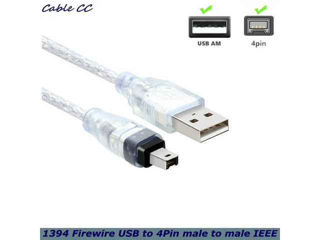 1.5m USB Male to Firewire IEEE 1394 4 Pin Male iLink Adapter Cord Firewire 1394 Cable for DCR-TRV75E DV