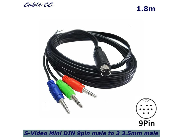 S-Video Mini DIN 9pin Male to 3*3.5mm Audio Cable For Audio Device Set-top Box Monitoring Device Display Audio Receiver