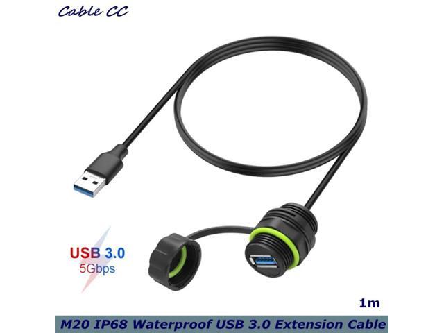USB 3.0 Extensions Cable, Waterproof USB Male to Female Panel Mount Coupler Support Fast Data Transfer, (1M/39.3Inch)