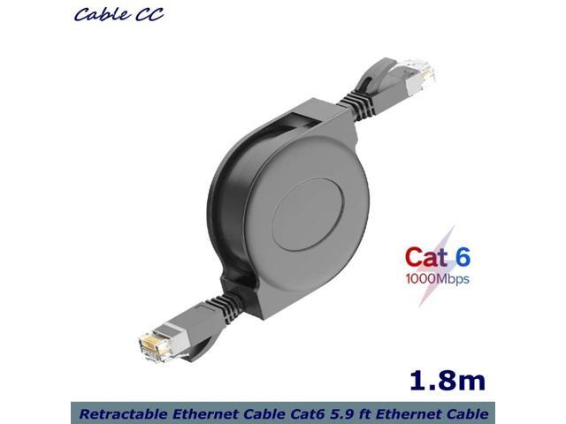Retractable Ethernet Cable Cat6 5.9 ft Ethernet Cable Flat LAN Cable High Speed Outdoor Ethernet Patch Cord for Laptop Travel