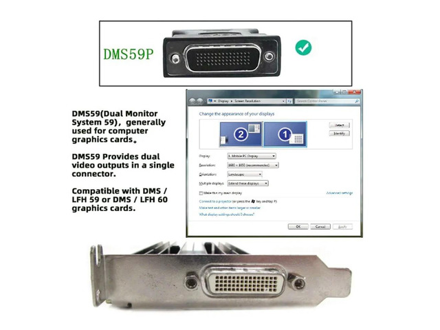 DMS-59 Male to DVI 24+5 Female & VGA RG 15pin Female Splitter Extension 15cm