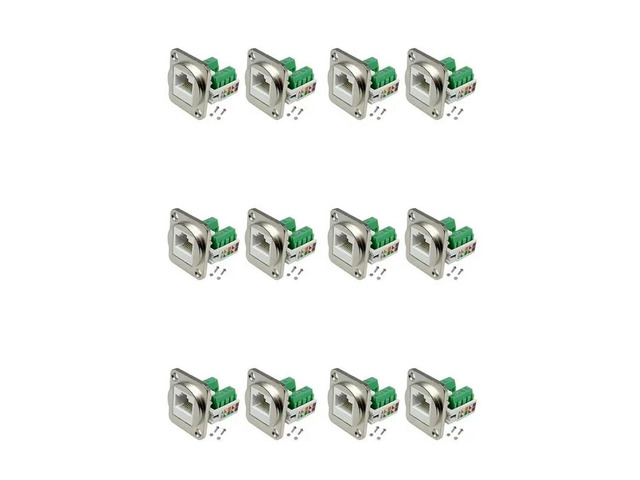 12PCS RJ45 Panel Mount Screw Terminal Adapter, RJ45/8P8C Female Panel Mount Connector, RJ45 Solderless Terminal Extender