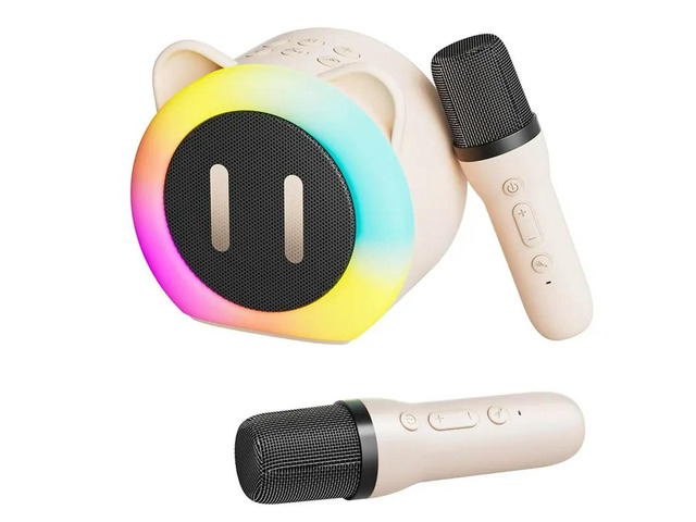 Home Karaoke Bluetooth Speaker Audio With 2 Microphones Cute Design Ideal For Kids Gift Singing
