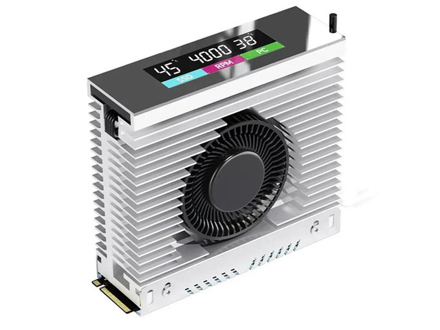 S50 M.2 2280 Solid State Drive Cooler With ligent Temperature Control PWM Turbine Fan IPS Color Screen MCU Silver