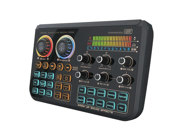 T600 Sound Card 48V Audio Interface Mixer For Karaoke,Recording Live Streaming Voice Changer On PC