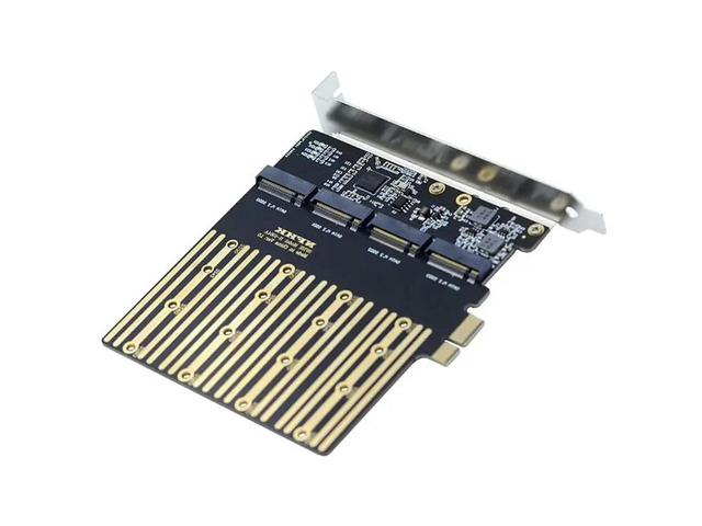 Pcie Expansion Card For Desktop Computers- PCI-E 1X To Four NGFF B/M-Key SSD Mainboard Adapter Converter SSD Card