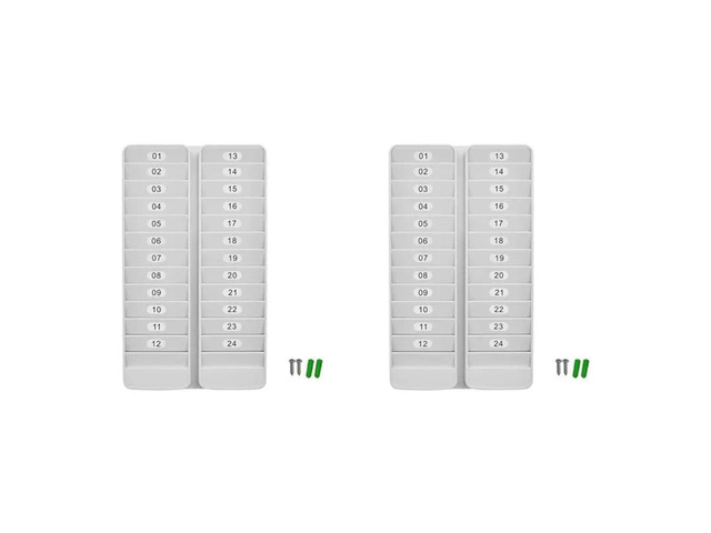 2X Badge Rack Wall Mount 24, Card Holder To Keep Swipe Cards, Room VIP ID Lightweight Durable Plastic, Gray 24 Slots