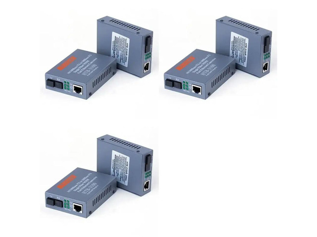 3 Pair HTB-3100 Fiber Single Fiber Converter 25Km SC 10/100M Single Mode Single Fiber EU Plug