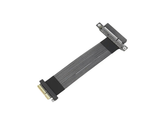 K28SF-BK PCIe 5.0 x4 to x8 Riser Cable 15cm High-Speed Flexible Gen5 128Gbps Server/PC Extension