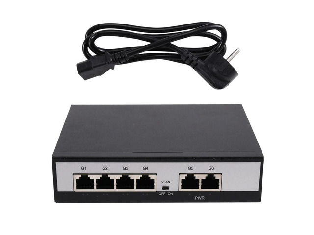 Active For IP Camera, NVR, Surveillance, CCTV, POE Camera 6 Port 1000M 1000Mbps Powered Ethernet Network Switch 52W EU-PLUG