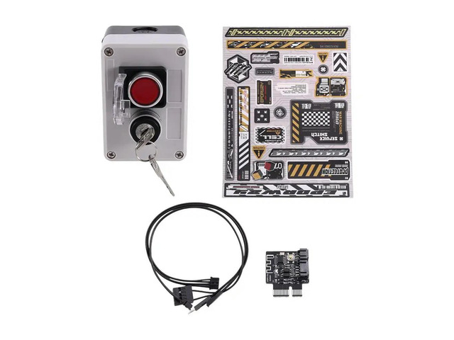 For Wired Switch Button For PC Case,With Key Nuclear Launch Device Desktop External, With Light