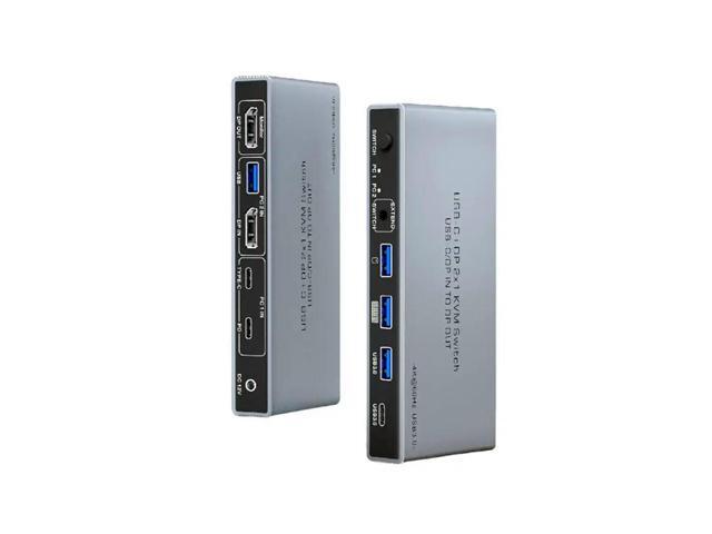 USB-C+UHD 2X1 KVM Switch 4K 60Hz 2 In 1 Out - 8K 60Hz USB-C/DP In To DP Out Two PC Share A Monitor/Keyboard Mouse