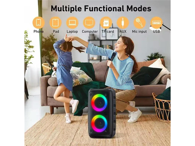 Subwoofer Bluetooth Speaker Karaoke With Microphone Radio FM LED TWS Caixa De Som Machine Sound Box