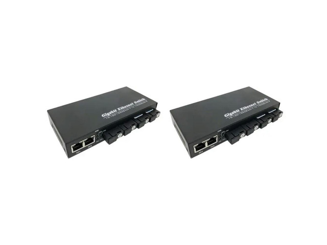 2X 1000M Optic Media Converter 4 SC To 3 RJ45 Gigabit Fiber Optical 2A & 2B Ports 1310Nm/1550Nm Switch EU Plug