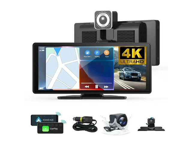 For Carplay Screen 10.26' 4K 360° Rotation For Car Dash Cam Backup Camera Support Android Auto For Car Stereo 1080P