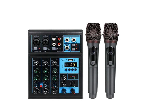 4CH RGB Sound Card Mixing Console +Microphone Professional Audio 4Channel Sound Mixer For Live Streaming DJ Audio Equipment