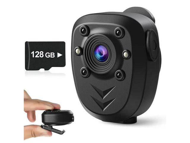 Body Camera Video Recorder Built-In 128GB Memory Card With Night Vision IR Loop Record HD 1080P,4-6 HR Life Wear