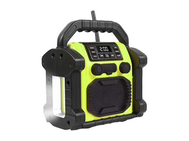 Outdoor Radio IP66 Waterproof Bluetooth Speaker, FM Clock Radio With LED Light For Camping/Fishing/Party