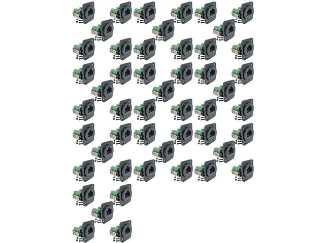 50PCS RJ45 Female Panel Mount Screw Terminal Adapter, D-Type RJ45 8P8C Female To 8Pin Terminal