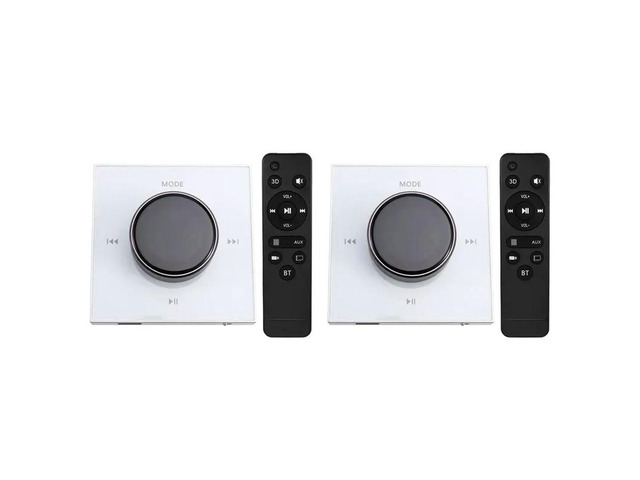 2X 86 Hi-Fi Professional Wall-Mounted Stereo Background Music Controller Bluetooth Mini In-Wall Amplifier White