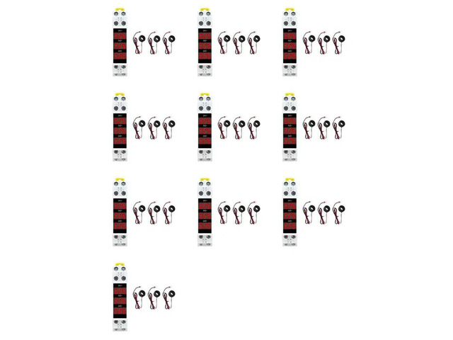 10X Din Rail Mount 3 Phase Ampere Meter Mini Modular Current Meter Gauge Indicator LED Digital Display Detector Ammeter