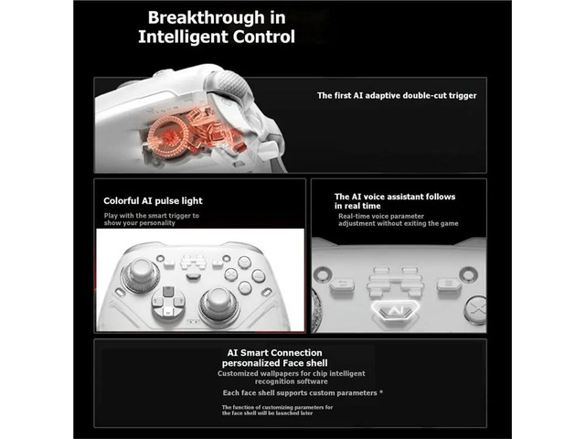 KP70 Dual Auto-Sense Controller With AI Control Adaptive Triggers For Switch 2 Teams PC Mobile Haptic Feedback
