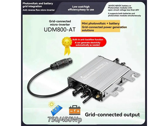 800W Grid-Tied Solar Inverter Grid-Tied Solar Inverter Dual Mode (PV/), Zero Export, Easy Installation & MPPT Efficien