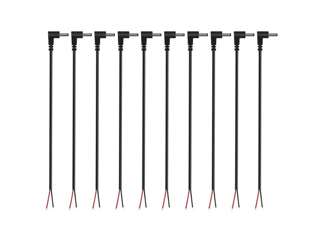 (10 Pack) Replacement 3.5mm x 1.35mm 90 Degree Right Angle DC Power Male Plug Jack to Bare Wire Open End Pigtail Power