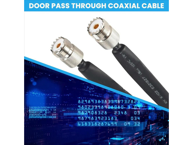 Door/Window Pass Through Flat Coaxial Cable SO239 UHF Female to UHF Female 50 Ohm Coax Pigtail Extension Cord